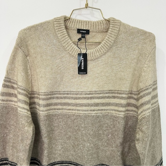Express Crew-Neck Color-Block Thick Sweater Size Large Brown Black Warm - Picture 8 of 8